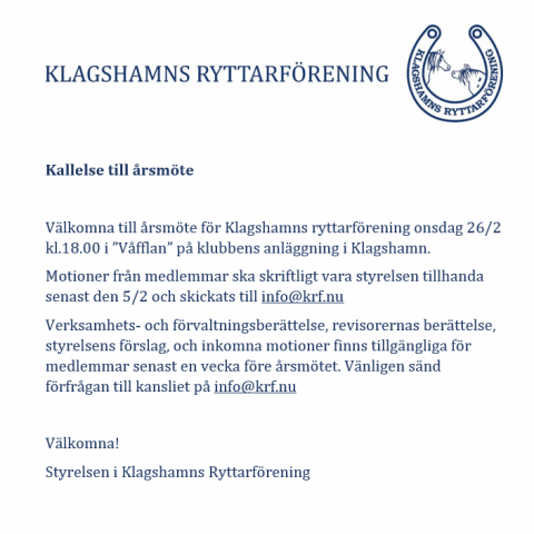Kallelse till årsmöte