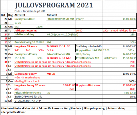 Schema julaktiviteter 2021