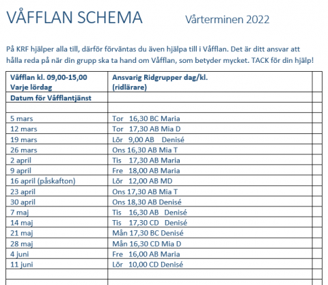 Våfflanschema VT 2022