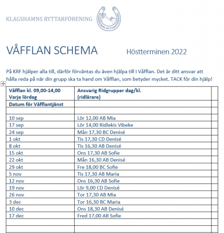 Våfflanschema HT 2022